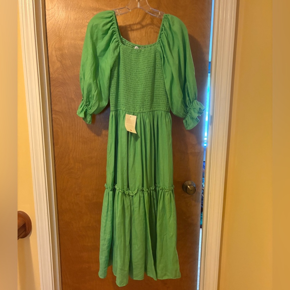 Ivy City Co Lani Dress - Green Tiered Maxi Dress with Smocked Bodice